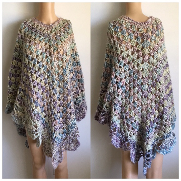 Vintage Jackets & Blazers - VTG 80s 🌈 Cape Rainbow Sweater Jacket OS S M L